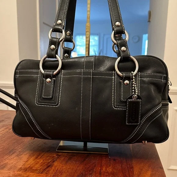 Coach SoHo Black Leather Shoulder Bag Y2K vintage - Picture 5 of 14